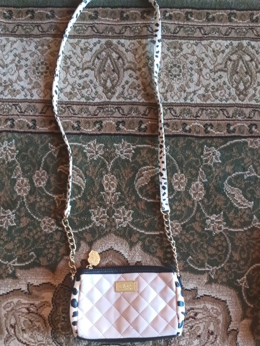 Quilted Crossbody Bag in Light Pink and Black